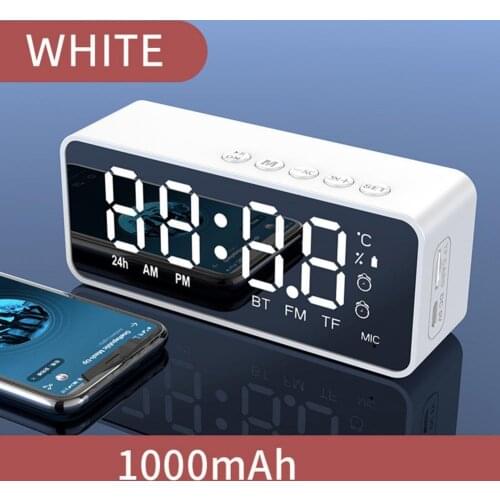 G50 Wireless Bluetooth Speaker, Mini Portable Card Mirror Dual Alarm Clock Sound, With FM Radio, Temperature Display