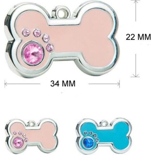 Free shipping wholesale&retail zinc alloy pet tag 100pcs/lot pet tag with crystal bone shape dog name tag fashion dog cat id tag