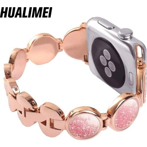 Women Diamond Bracelet Strap for Apple Watch Band 42mm 40mm 38 44mm Metal Stainless Steel Wristband for iwatch Series 6 SE 5 4 3