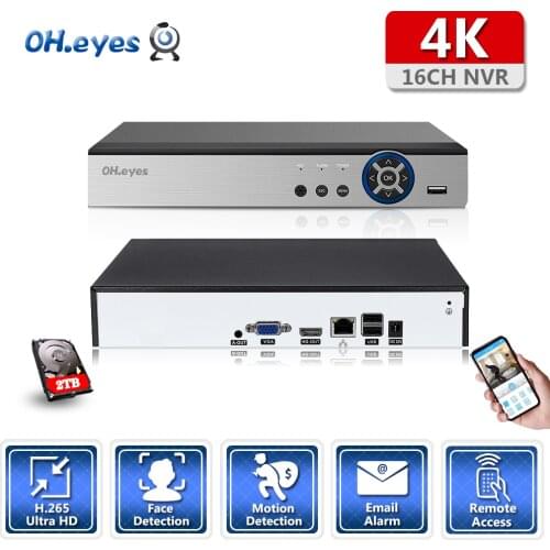 OH.Eyes H265 16CH*4K NVR Network Digital Video Recorder AI Human Motion Face Detection P2P CMS XMEYE Security Onvif