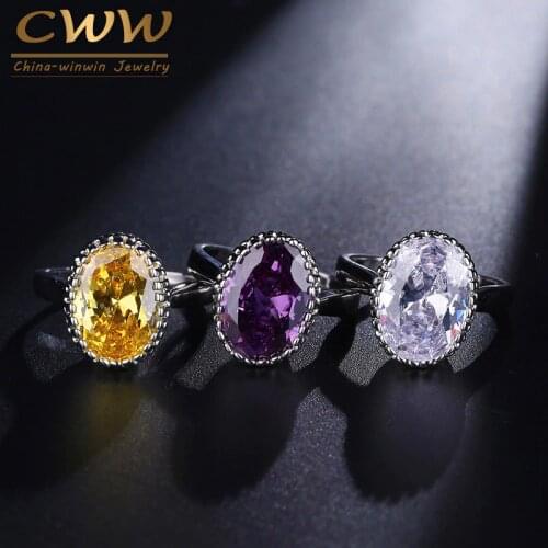 CWWZircons 2019 New Classic Design Crown Shape Round Oval Cubic Zirconia Bridal Engagement Wedding Ring for Brides R020