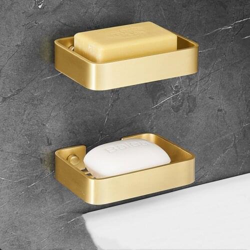 Bathroom Soap Dish Holder Gold/Black/Chrome 304 Stainless Steel Bath Square Shelf Shower Caddy Rack Wall Mounted Nail Punched