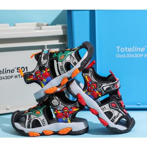 Disney childrens cartoon spiderman non-slip soft bottom boy beach shoes summer sandals student sports sandals