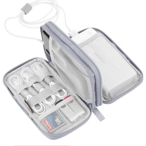 Travel Gadget Case Double Layer Storage Bag Carrying Pouch for Power Bank Phone Wall Charger USB Cables and Other Accessories