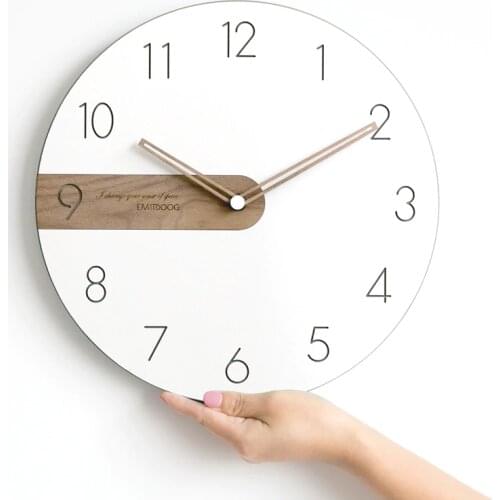 EMITDOOG 12 inches Round Vintage Wooden Clock Home Living Room Customized Clock Modern Design,Arab and Roma Numbers for Optional
