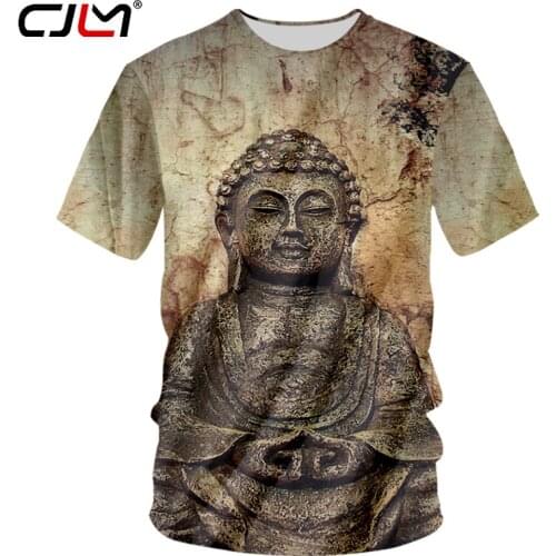 CJLM Men Tshirts 2018 New Arrival Fashion Print Buddha Statue 3D T-shirt T Shirt Summer Tops Casual Short Sleeve Unisex Shirts