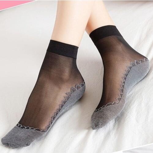 Summer Thin Woman Socks Ice Silk High Quality Elastic Socks Wear-Resistant Cool Lovely Women Anti-slip Short Socks