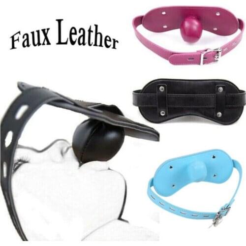 PU Leather Mouth Stuffing Gag Ball 4.5 cm Large Soft Padded Penis Gags Harness Mask Dildo Bondage SM Sex Toys for Couples BDSM