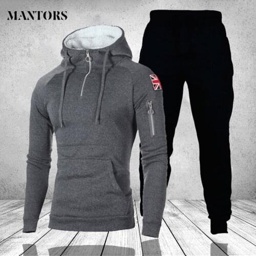 Mens Hoodies Sets Autumn Solid Track Suit Male Hooded Sweatshirt Sweatsuit Tracksuit Men Clothing Casual Sportswear Jogger Pants