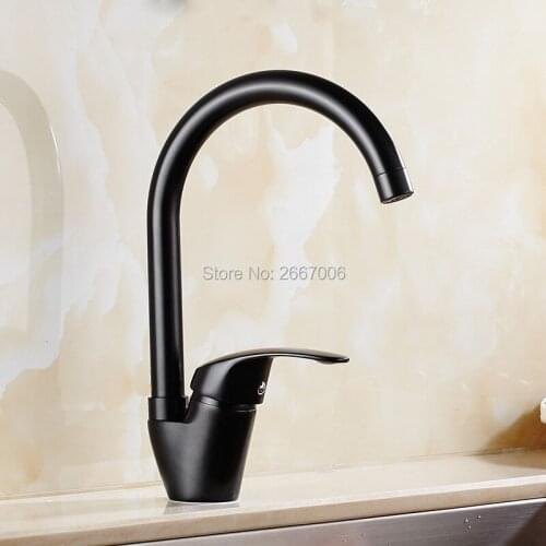 Gizero Black Kitchen Mixer Faucet Swivel Spout Deck Mounted Sink Taps Torneira cozinha ZR374