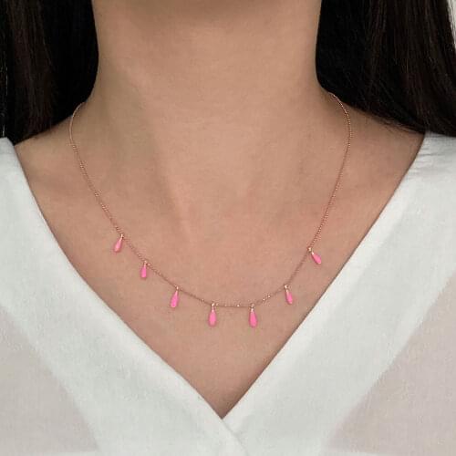 Fashion Choker 925 Silver Necklace For Women Trendy Neon Super Luxury Drop Pear Collares Turkish Fine Jewelry