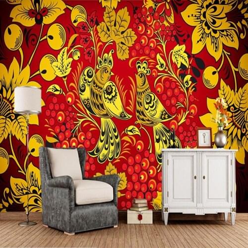 Customized vintage pattern wallpaper, flower and bird murals for living room bedroom sofa background decorative waterproof paper