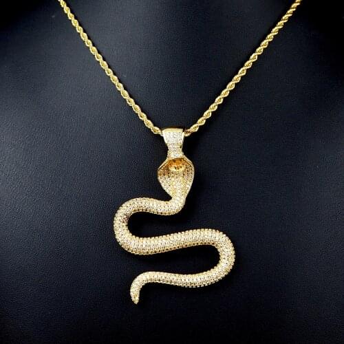 Cobra Solid Zircon inlaid pendant neutral necklace hip-hop bronze accessories personality trend accessories