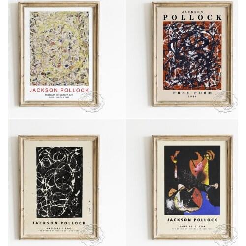 Jackson Pollock Abstract Expressionism Poster, Shimmering Substance Canvas Painting, Tachisme Black White Art Prints Home Decor