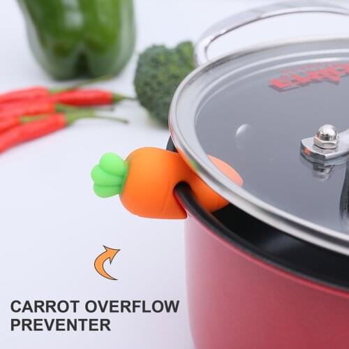 Practical Kitchen Gadgets Cute Carrot Pot Covers Anti-overflow Lifting Soup Spoon Shelf Holder Spoon Rests Prevent Overflow
