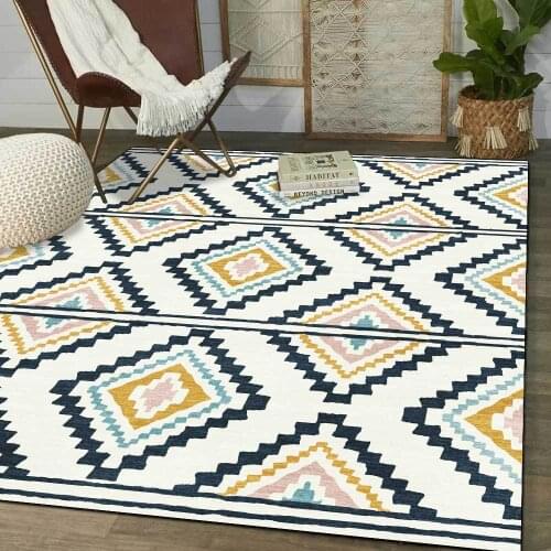 Simple Moroccan Ethnic Style Rugs Geometric Rhombus Living Room Bedroom Bedside Carpet Bathroom Entrance Mat