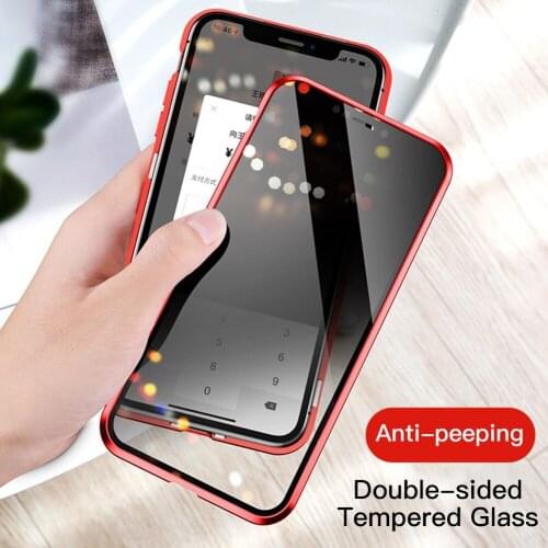 Anti-peep Magnetic Metal Phone Case For iPhone X XR XS MAX 8plus Tempered Glass Back Magnet Cases Cover For iPhone 8 7 plus Case