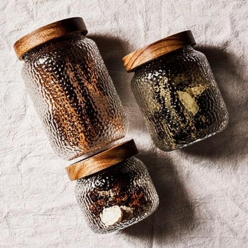 Transparent Glass Storage Jars Coffee Table Desktop Snacks Dried Fruit Candy Jar with Lid Kitchen Spice Sealed Organizer Tank