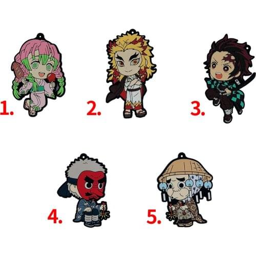 Anime Demon Slayer Kimetsu no Yaiba rubber keychain Key Ring Race Straps cosplay