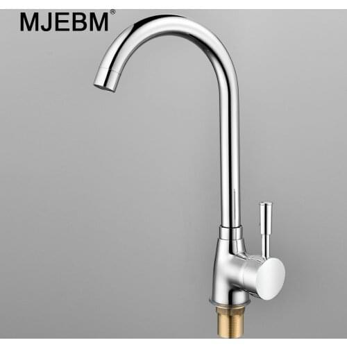 MJEBM Kitchen Faucets Silver Kitchen Mixer Single Handle Single Hole Kitchen Faucet Mixer Sink Tap Kitchen Faucet 360 Degrees