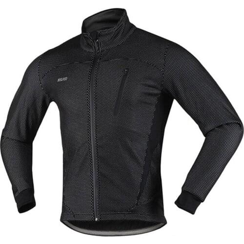 ARSUXEO Cycling Winter Jacket Men Warm Up Fleece Thermal MTB Bicycle Clothing Windproof Sports Wind Coat Mountain Bike Jerseys