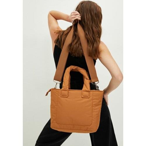 Camel Parachute Fabric Womens Handbag Zipper Closure Adjustable and Removable Straps Smart Casual Daily Street Style