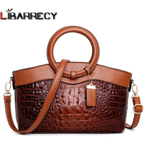 Vintage Elegant Alligator Shoulder Bag Ladies Luxury Leather Handbags Women Bags Designer Famous Brand Crossbody Bags Sac A Main