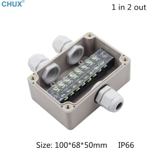 Waterproof DIY Junction Box ABS plastic 100*68*40mm With terminal Gland Enclosure Case Electrical Outdoor Connection
