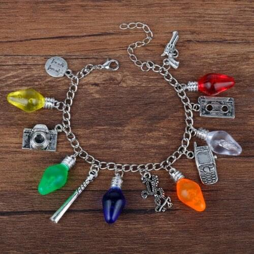 Hot Movie Stranger Things Bracelets for Women Bulb Tape Camera Charm Zinc Alloy Bracelets for Girls Gift