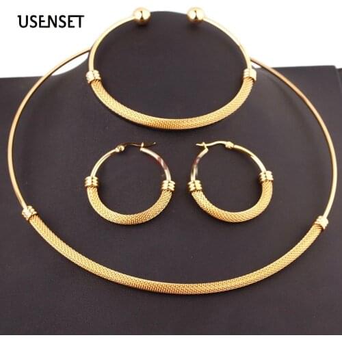 Stainless Steel Jewelry for Women Mesh Choker Bracelet Set Chains Necklaces Gold Color Collar Gifts 2020