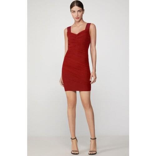 Celebrity Womens Dress Sleeveless V Neck 3 Color Mini Bodycon Bandage Dress Evening Party Dress