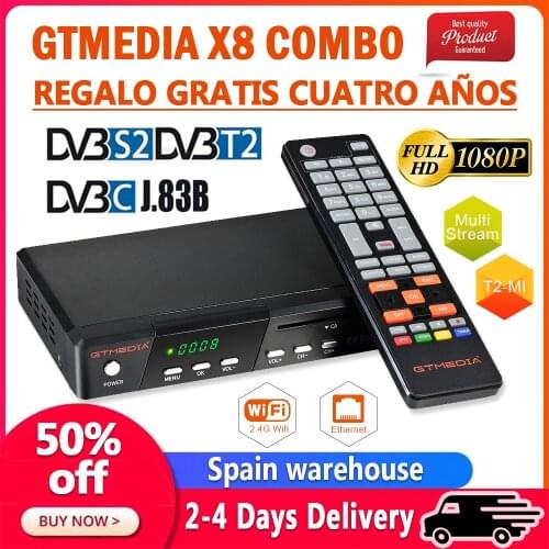 1080P GTmedia X8 Combo Same as GTmedia X8/V8 NOVA/V9 Super DVB-S/S2/S2X+T/T2/Cable+J.83B 1080P Built in Wifi Digital Decoder