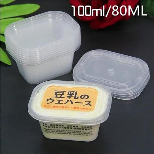 20pcs 100ML Rectangular plastic box PP square sealed box 80ml DIY Cake Dessert Storage Box With Lid