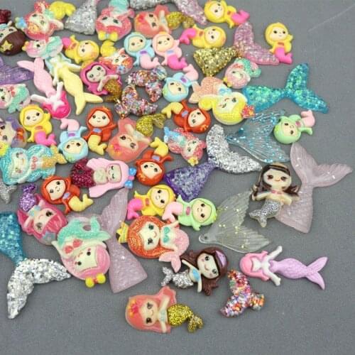 35pcs Ocean Series Mermaid Tail Flatback Resin Accessories Toys DIY Craft Supplies Hairpin Material Phone Shell Decor Patch Arts