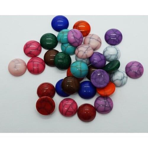 50PCS/lot Round 12mm Crack Style Flat Back Acrylic Cabochons Cameo for Make Pendants Jewelry Bracelet Necklace Women Earring