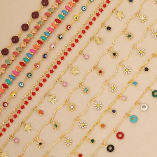 HAOSAW 1M/Lot Necklace Accessories/Copper Chain/Oil Drop/Hand Made/Multi shape/DIY Bracelets Making/Jewelry Findings Components