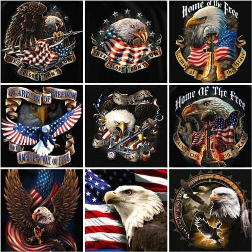 EverShine Diamond Embroidery Eagle Mosaic Art Kits Full Square Drill Diamond Painting Animals Needlework Flag Handmade Hobby