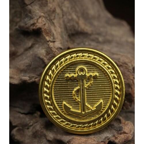 Free shipping 15pcs/lot Retro brass gold button sea anchor buttons high set suit buttons overalls coat windbreaker metal buttons