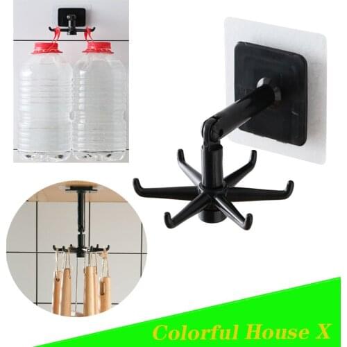 Household Goods Kitchen For Storage Kitchen Wall Hooks Large Carrying Rotating Hook 6 Claws 4 Claws Foldable Bendable Yellow