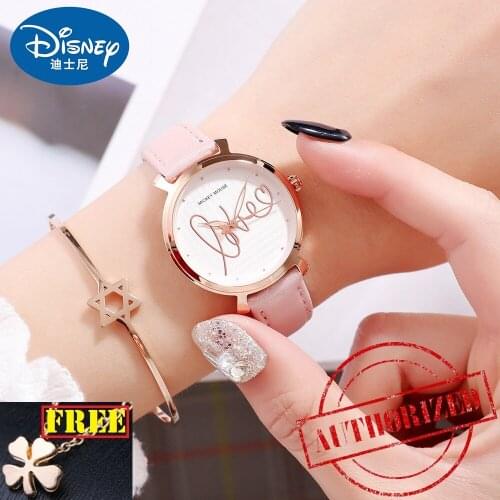 Disney brand 2019 ladies wristwatches Mickey mouse genuine leather quartz womens watches waterproof lover fashion woman clocks