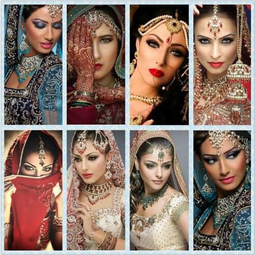 CraftArtGo 5D DIY Diamond Embroidery Indian beauty Full Square Round Rhinestone Mosaic Painting Cross Stitch Flowers Diamond Kit