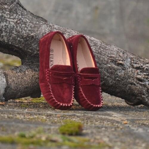Kids Shoes Leather Fur Shoes For Girls 7 Colors Large Size 2020 New Fashion Children Peas Shoes Casual Boys Walking High Quality