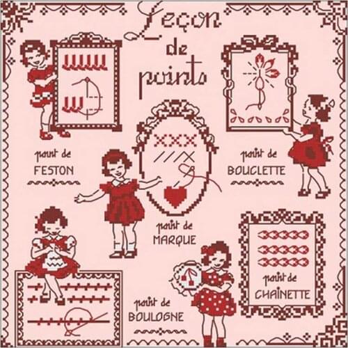 The girl with red dress patterns counted 11CT 14CT DIY Cross Stitch Sets wholesale Cross-stitch Kits Embroidery Needlework