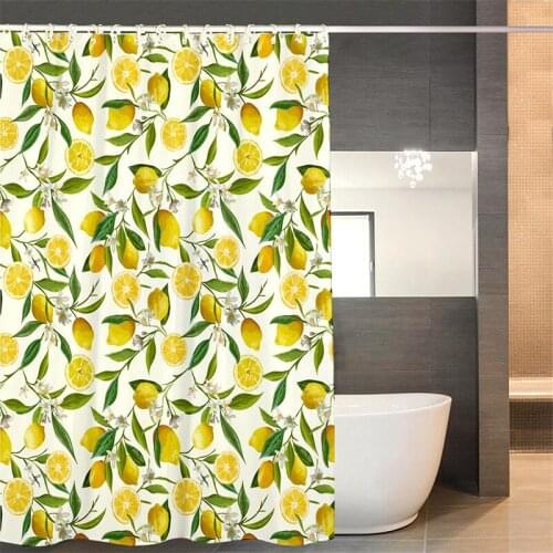 Gardenia Print Waterproof Shower Curtain Polyester Fabric Bath Curtain Washable Home Bathroom Decor Curtains Textile With Hooks