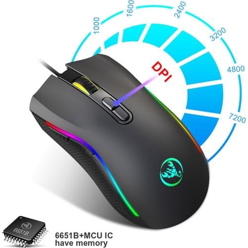 Gamer Mouse for Computer Adjustable 3200DPI Programmable Buttons RGB Lighting Modes Ergonomic Gaming Mice for PC