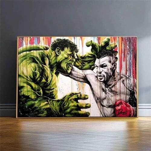 Hulk Fighting Boxing Canvas Painting Graffiti Street Art Poster Nordic Style Wall Art Living Room Home Decoration Cuadros Decor