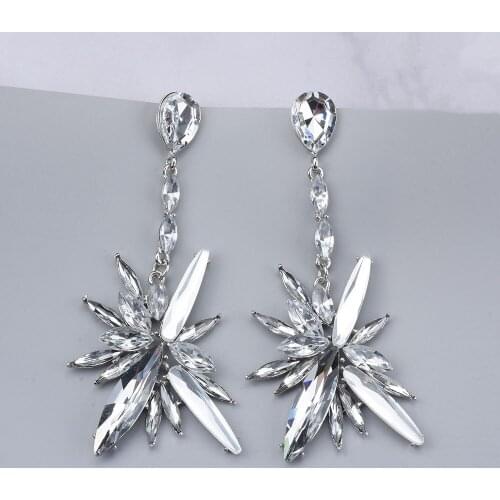 Indian Drop Dangle Earrings for Women Clear Color Bohemian Handmade Statement Earring Made of Glass