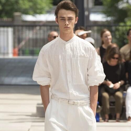 Spring and Autumn Show models loose tide mens pants overall jumpsuit wide leg hair stylist trousers jacket Summer thin linen