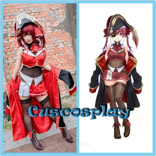 VTuber Hololive Captain Houshou Marine Cosplay Costume Uniform Cute Dress Women Halloween Christmas Costumes Full Set Outfit