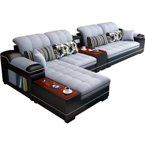 Cloth size simple modern Princess corner Nordic leather sofa living room furniture combination set